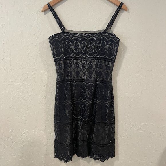 ~ Black sz 6 Cocktail Dress LBD Lace Sequin Sparkle Semi-Formal Rimini by Shaw - Picture 15 of 15